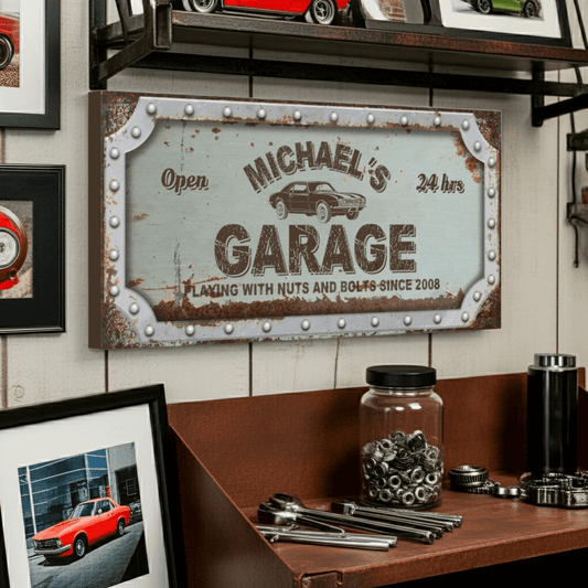 Personalized Rusty Garage Canvas