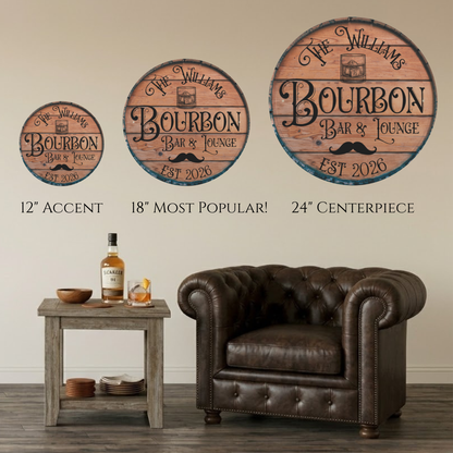 Personalized 5mm Wood Printed Whiskey Barrel Home Bar Sign