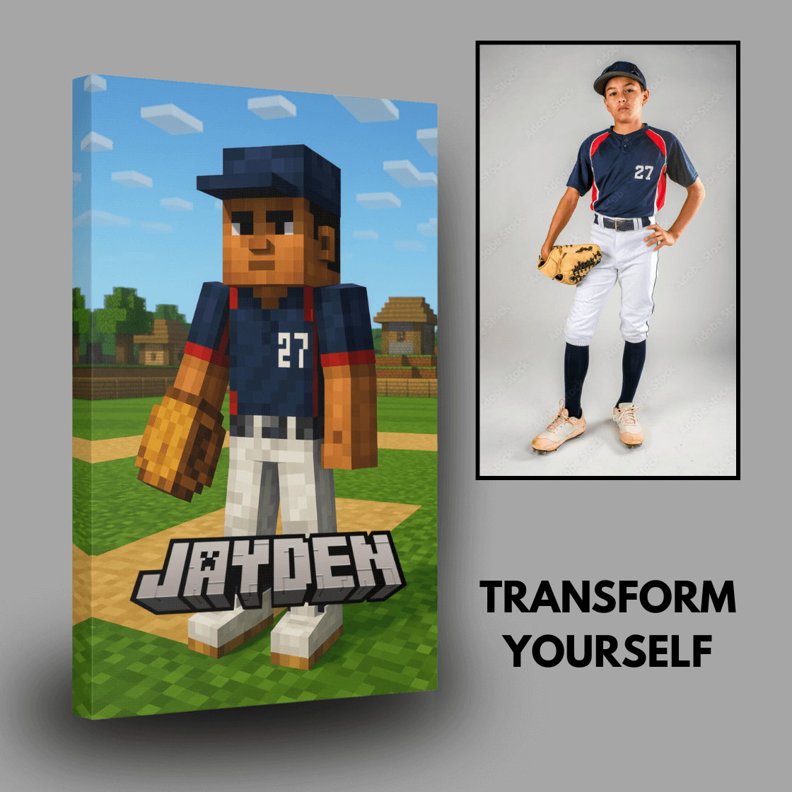 Personalized Minecraft Inspired Wall Art Canvas
