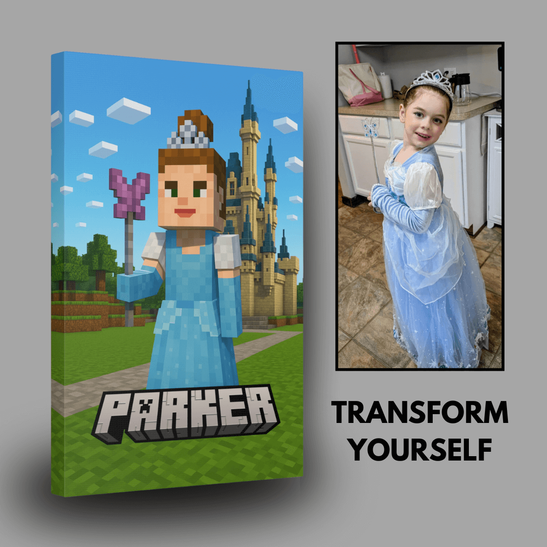 Personalized Minecraft Inspired Wall Art Canvas