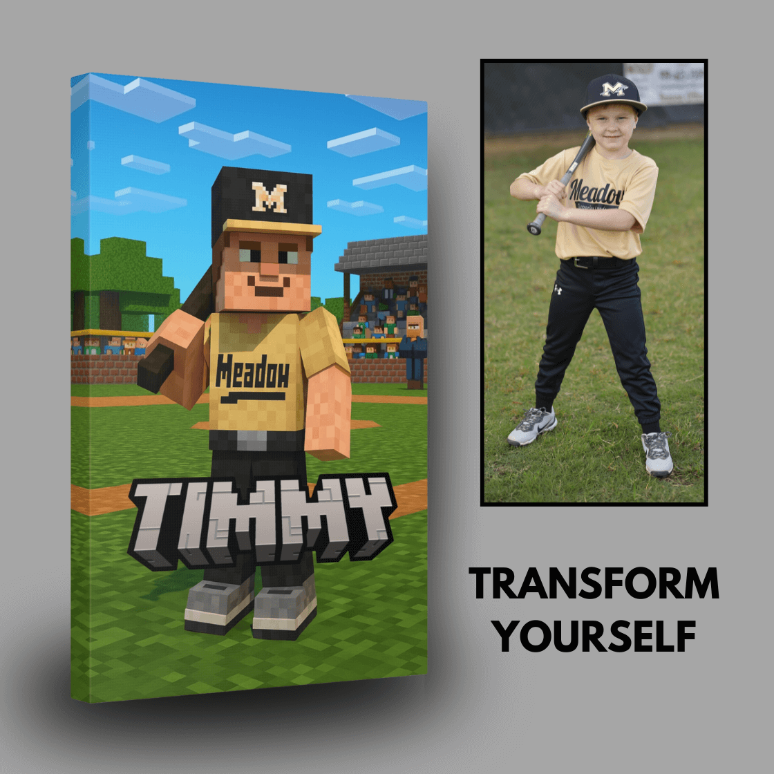 Personalized Minecraft Inspired Wall Art Canvas