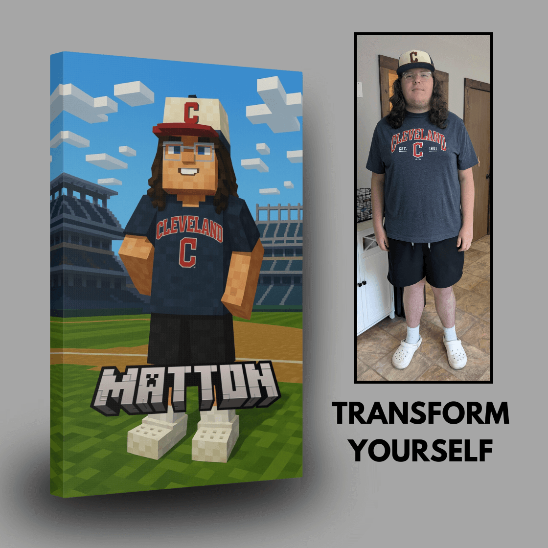 Personalized Minecraft Inspired Wall Art Canvas