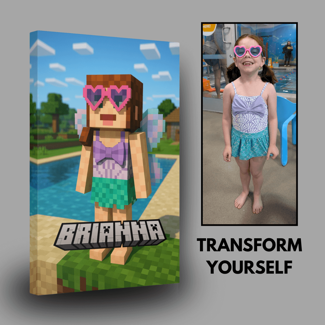 Personalized Minecraft Inspired Wall Art Canvas