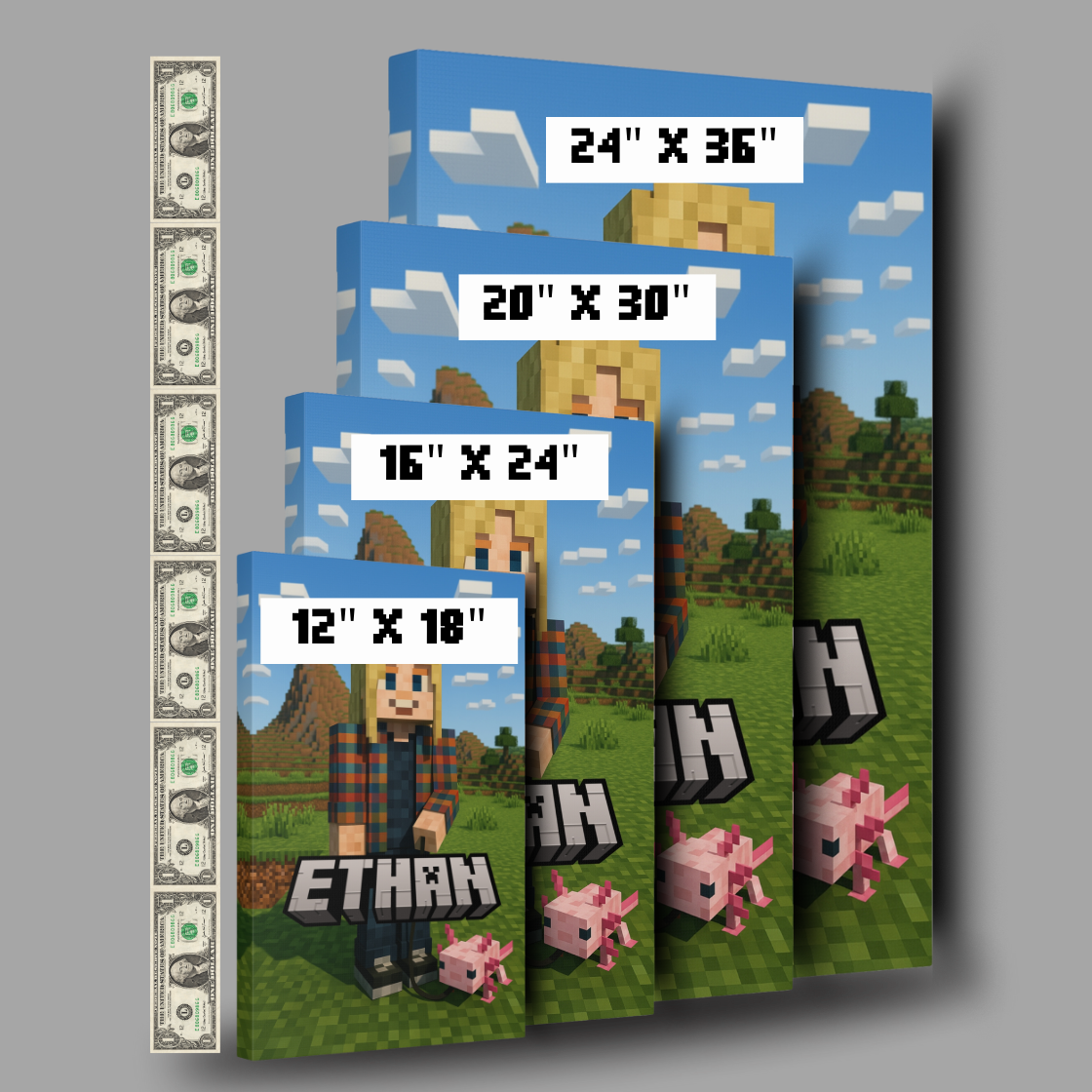Personalized Minecraft Inspired Wall Art Canvas