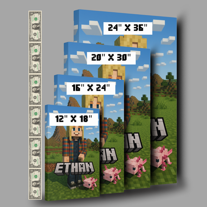 Personalized Minecraft Inspired Wall Art Canvas